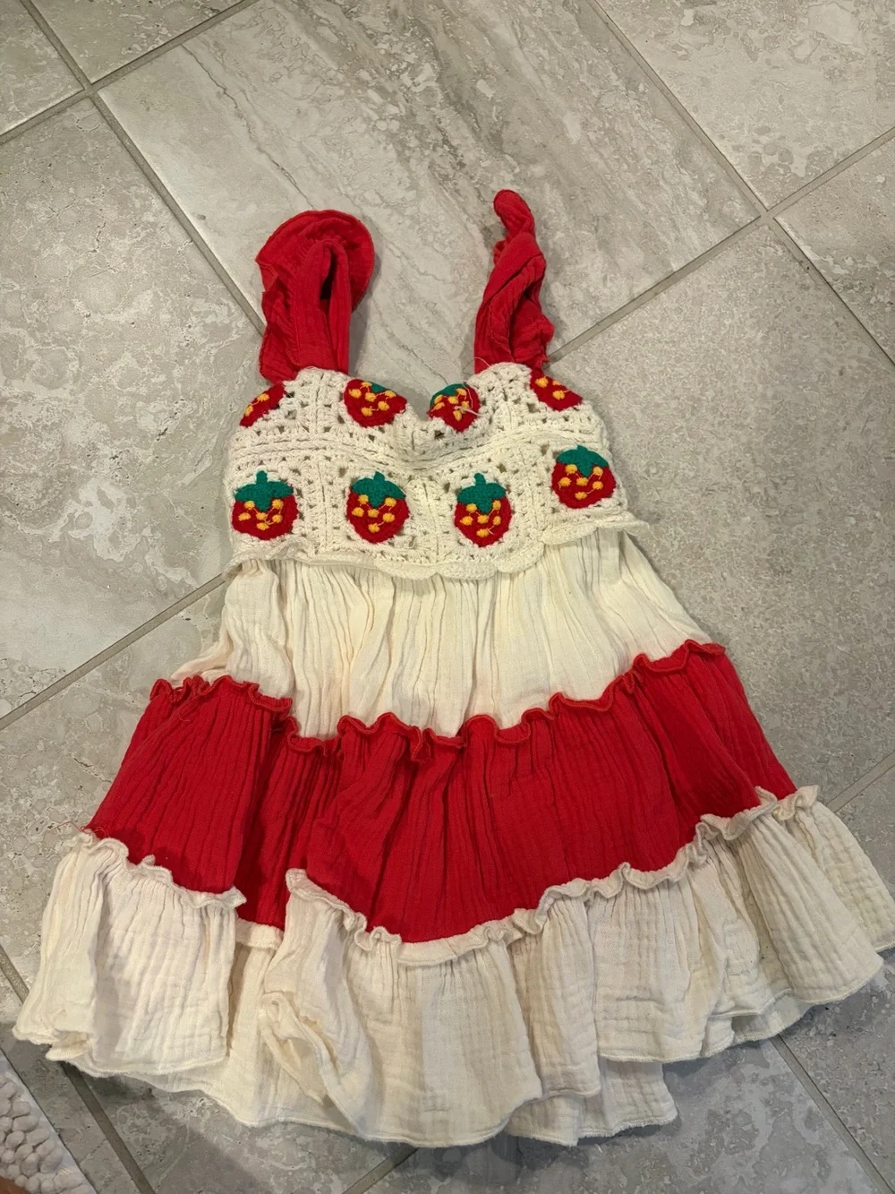 Rue21 Red and Cream Crochet-Trim Sundress